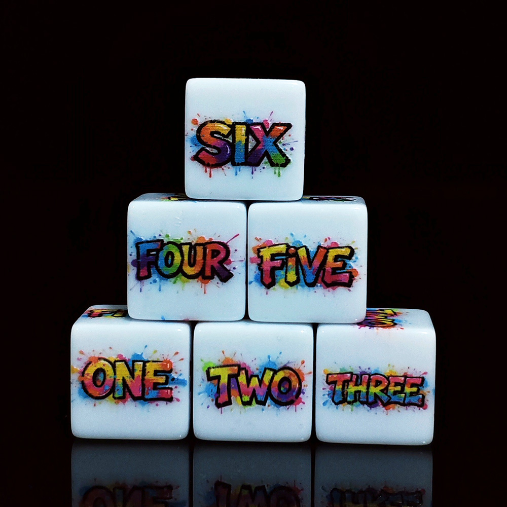 Board Game English For Kids - 12 dados acrílicos blancos de 16