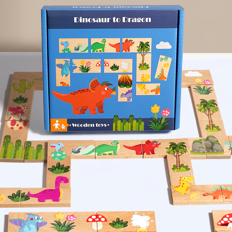 Domino de dinosaurio de madera - Board Game Oath reseña y precio